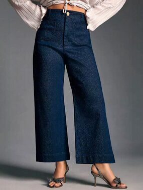 Maeve The Colette Sparkle Wide Leg Cropped Jeans Size 27